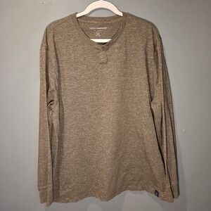 Lucky Brand Long Sleeve Henley Shirt Snap Buttons, Men's Size XXL, Green Marled